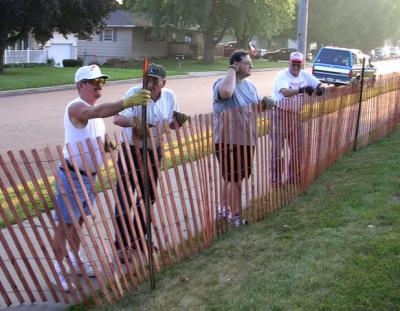 Car Club members put up Show fence on Thursday