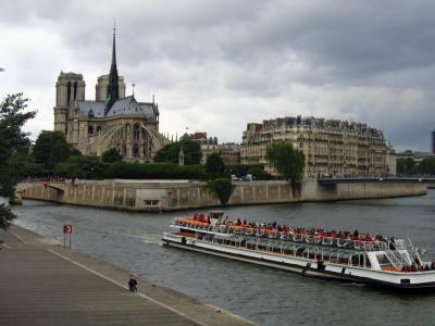 Petite balade sur la rive gauche de la Seine. Notre -Dame de Paris en arrire-plan.