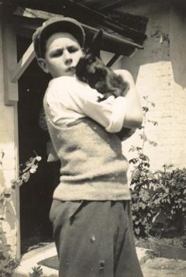 Ken with his pet rabbit Blackie Royal Oak