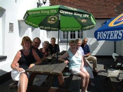 Outside the 'Crown' in Kingsclere UK, family reunion - July 05