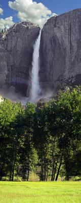 Yosemite falls pano with rainbow 2