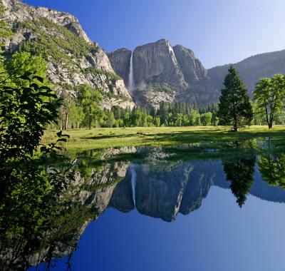 Yosemite falls blue reflection 1