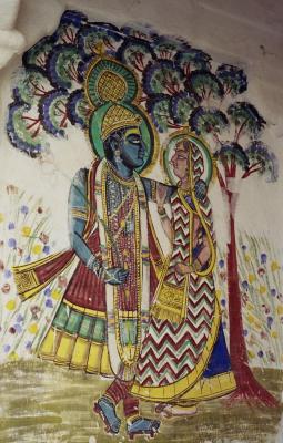 Mural (possibly of Vishnu and Lakshmi), City Palace