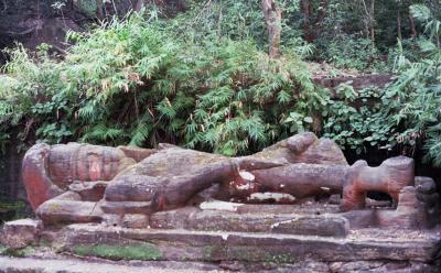 Ancient statue of Shiva in the park