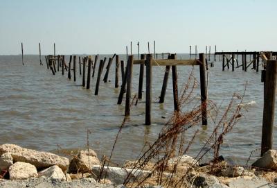 Remains of 300 foot pier and boathouse