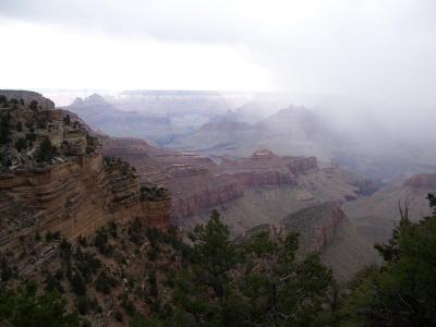 South Rim of Grand Canyon in rain