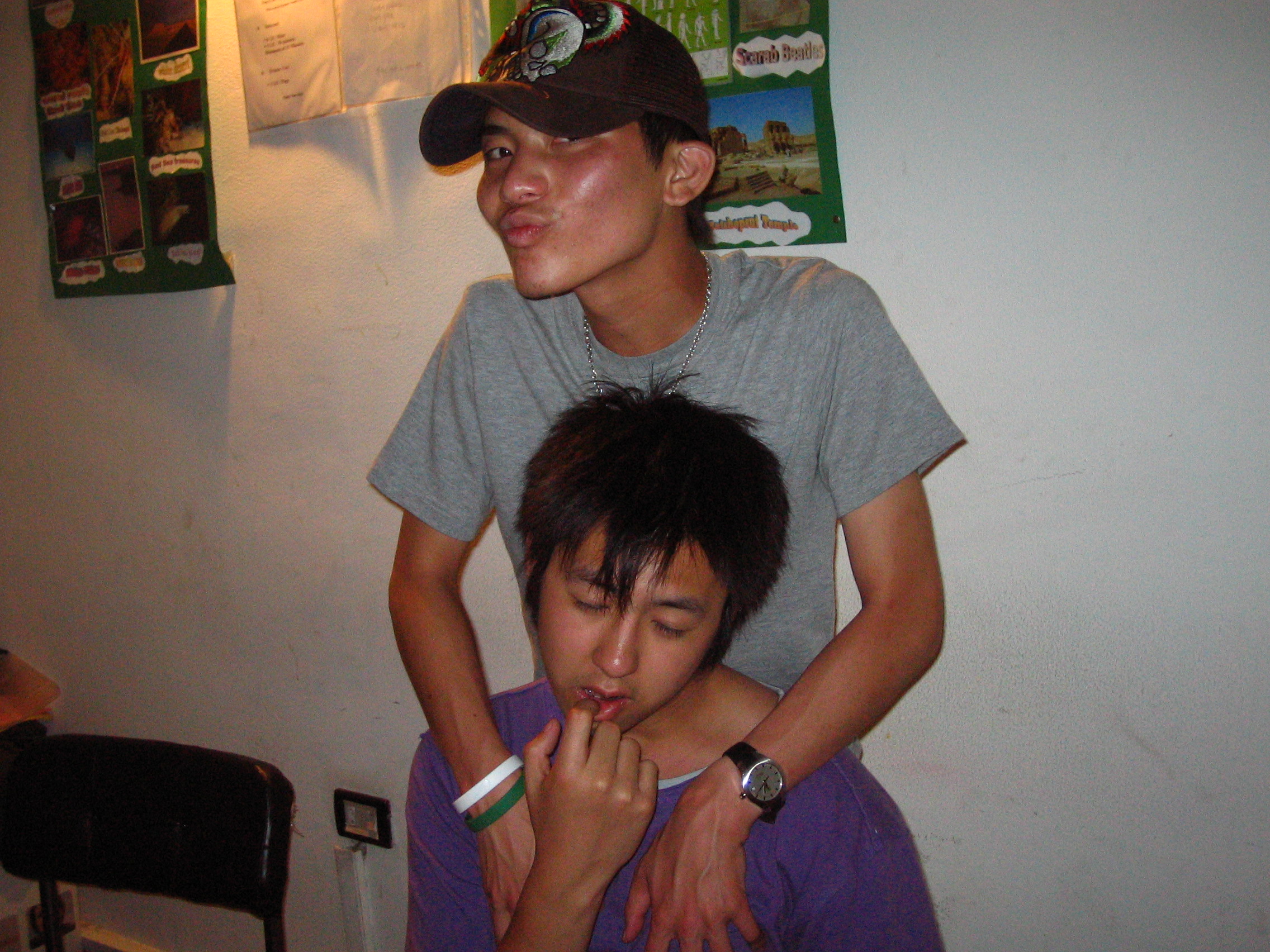 molesting him...