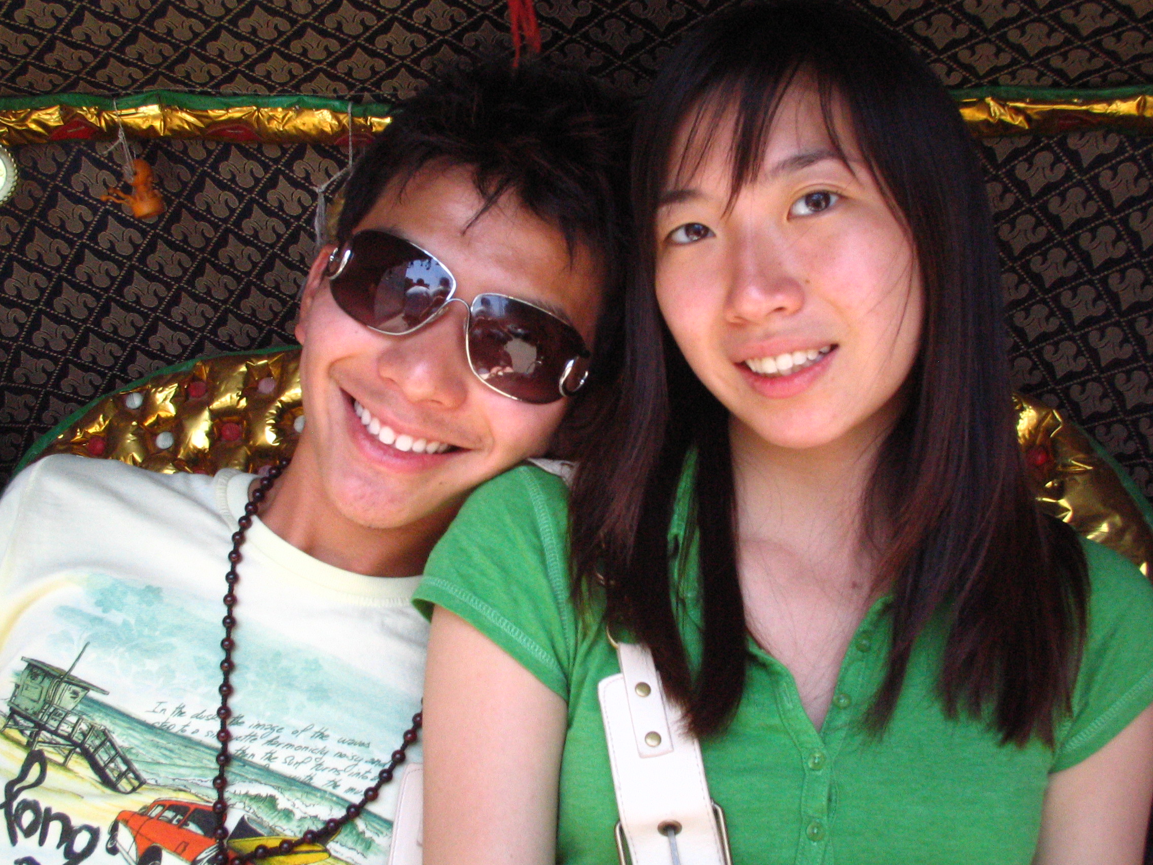 me n tammy on a horse carriage
