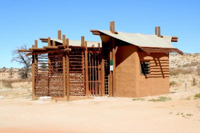 Toilet with bars to keep lions out