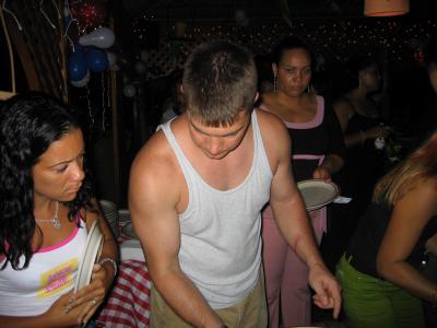 Mark getting all of the beans and rice