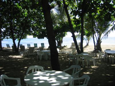 Beach bar's bar area - not too bad as long as you look towards the ocean