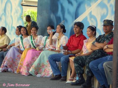 Honorable Mayor Kiko , the Fiesta Queen and her Court,  and  Military Official