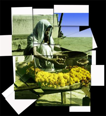 Varanasi Flower seller, photojoiner