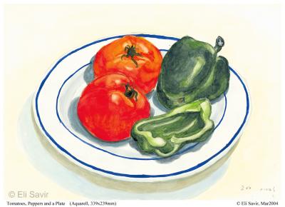 Tomatoes, Peppers and a Plate