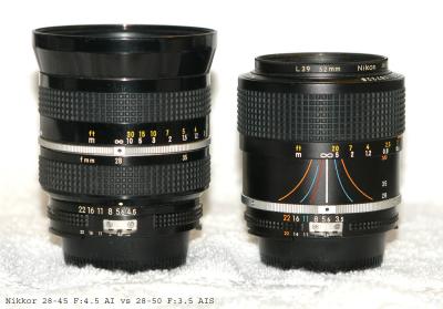 Nikon 28-45/4.5 AI vs 28-50/3.5 AIS