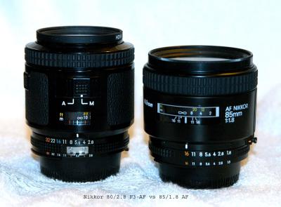 Nikon 80/2.8 F3-AF vs 85/1.8 AF