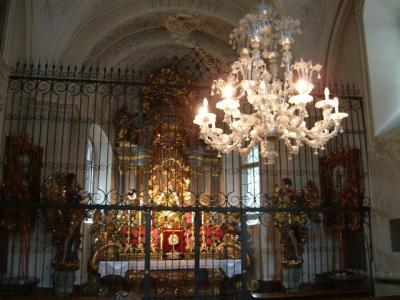 This was a tiny chapel on the side of the big church and the chandelier just took your breath away!