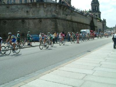 The bicycle race goes by!!  Wow!