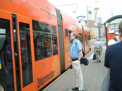 Stephen watching the streetcars