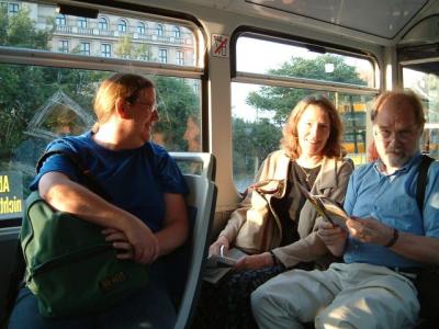 Barbara, Joan, and Stephen on the streetcar