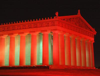 Parthenon in red