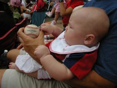 joey checking out the infamous ball jeff caught