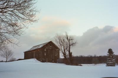barn in evening