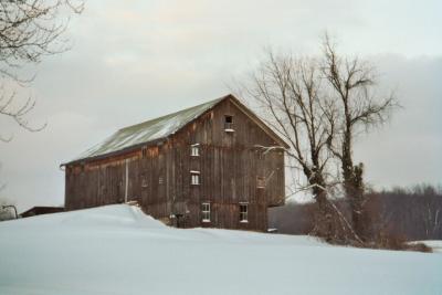 barn in winter