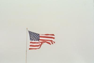 flag in the blowing snow