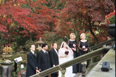 wedding party on the stairs