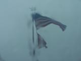 flag in the rain