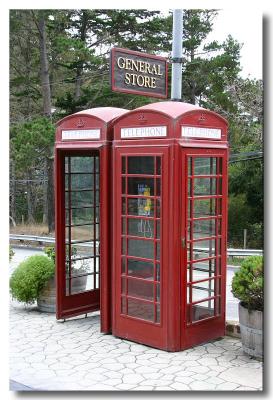 Old style phone booth on Highway 1 near Carmel, Ca.