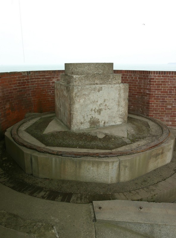 1910s fire control station base atop original traverse circle