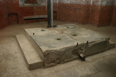 Elevated base for toilets, installed during never-completed 1914 conversion to army prison