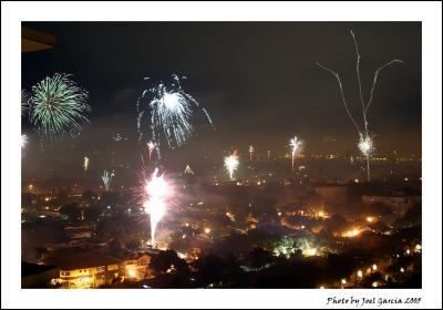 Fire works - shot thru glass