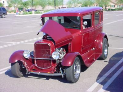 red Ford sedan