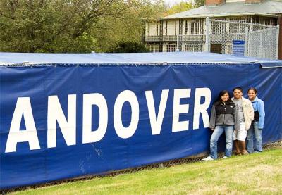 Big Andover Sign with Kathryn,EJ and Laura