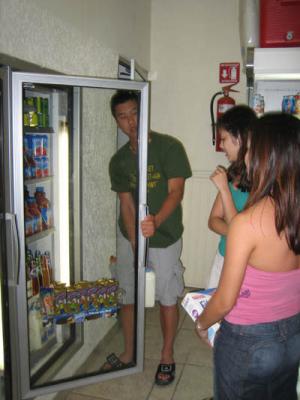 buying water and milk at the wharf market