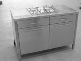mobile cucina inox arredo con ante piano cottura cassetti maniglie - Stainless stell cabinets