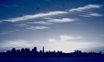 A Blue San Francisco Skyline at Sunset