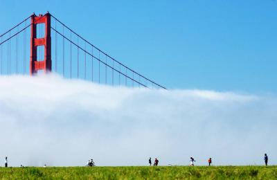 Playtime in front of the Golden Gate Bridge