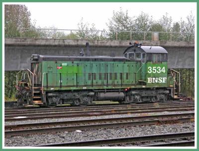 BNSF yard switcher resting.