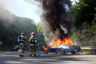 Constitution Blvd. Bridge Car Fire (Shelton) 6/20/05