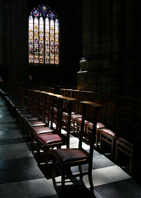 June 19 2005:<br> Chairs in Gent Cathedral