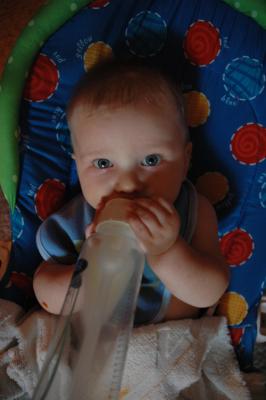Gabe with bottle