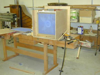 Dad's blower fan box-- cedar for positive press.  7-26-05