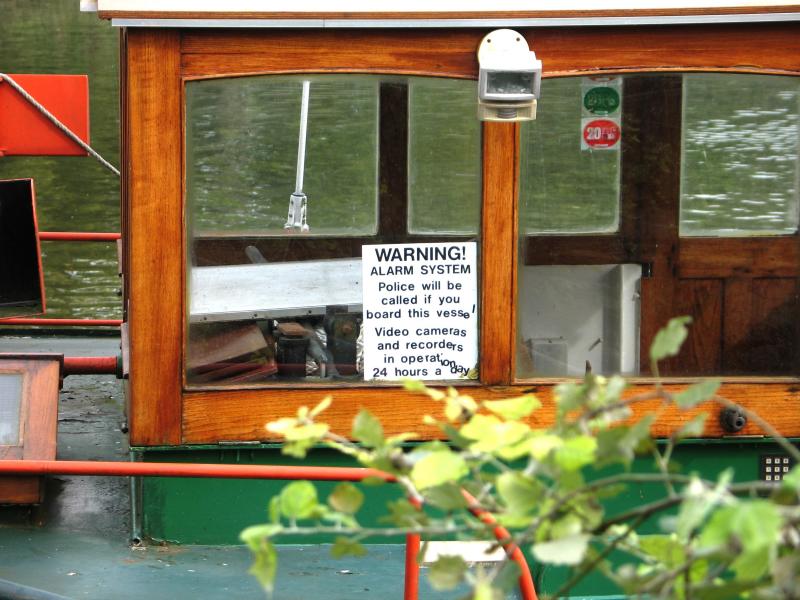 Boat alarm sign.