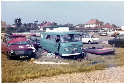 WEL 123 and Colin's Commer and C-Craft on Hayling Island beach.