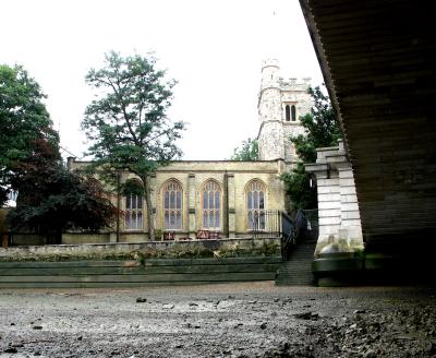 St Mary's Church, at the foot of Putney Bridge.