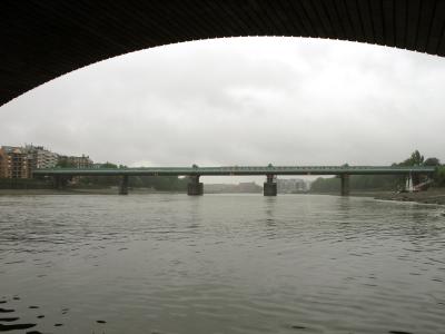 Fulham railway bridge, from under Putney Bridge.